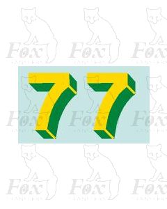 Yellow/green with shadow & highlight (11.7mm high) 1 pair number 7 