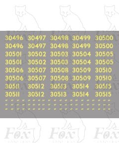 Cabside numbersets 30496-30515 for SR S15 Class