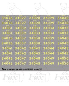 Cabside numbersets for Bulleid Light Pacifics WC/BB