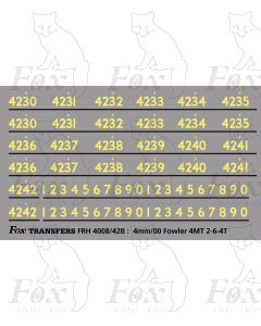 Cabside Numbers for Fowler 4MT 2-6-4T Class Locos
