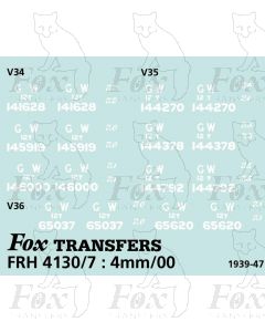 GWR Van Livery Elements diagrams V34/35/36 (1939-47)
