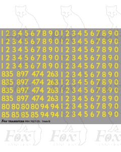 MK1 Coaching stock rake set numbering and numbersets - yellow