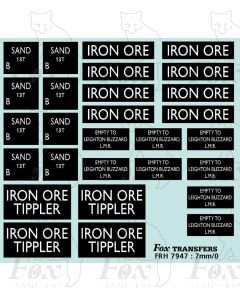 Iron Ore Tippler and Sand Wagon Markings