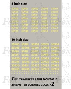 Cabside numbersets 30900-30939 for SR SCHOOLS Class - 8 & 10 inch sizes