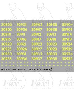 Cabside numbersets 30900-30939 for SR SCHOOLS Class - 8 inch size (1952-1962)